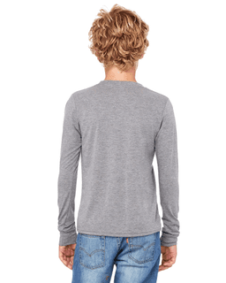 Sample of Canvas 3501Y - Youth Jersey Long-Sleeve T-Shirt in GREY TRIBLEND from side back