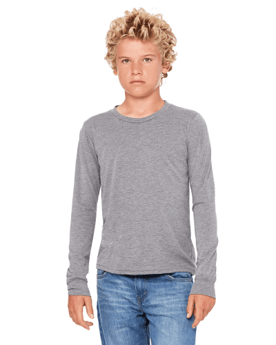 Sample of Canvas 3501Y - Youth Jersey Long-Sleeve T-Shirt in GREY TRIBLEND style