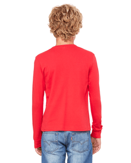 Sample of Canvas 3501Y - Youth Jersey Long-Sleeve T-Shirt in RED from side back