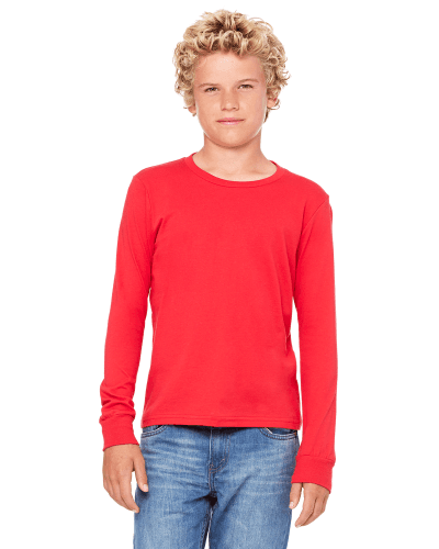 Sample of Canvas 3501Y - Youth Jersey Long-Sleeve T-Shirt in RED style