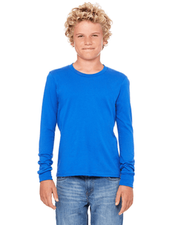 Sample of Canvas 3501Y - Youth Jersey Long-Sleeve T-Shirt in TRUE ROYAL from side front