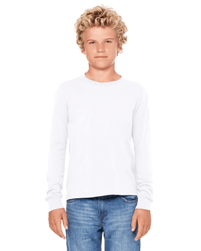 Sample of Canvas 3501Y - Youth Jersey Long-Sleeve T-Shirt in WHITE style