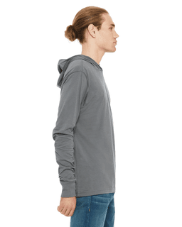 Sample of Canvas 3512 - Unisex Jersey Long-Sleeve Hoodie in ASPHALT from side sleeveleft