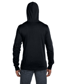 Sample of Canvas 3512 - Unisex Jersey Long-Sleeve Hoodie in BLACK from side back