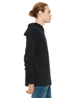 Sample of Canvas 3512 - Unisex Jersey Long-Sleeve Hoodie in BLACK from side sleeveleft