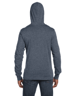 Sample of Canvas 3512 - Unisex Jersey Long-Sleeve Hoodie in DEEP HEATHER from side back