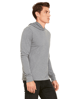 Sample of Canvas 3512 - Unisex Jersey Long-Sleeve Hoodie in DEEP HEATHER from side sleeveleft