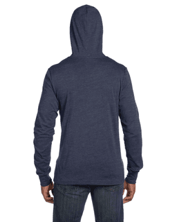 Sample of Canvas 3512 - Unisex Jersey Long-Sleeve Hoodie in HEATHER NAVY from side back