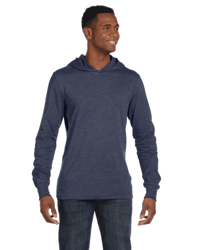 Sample of Canvas 3512 - Unisex Jersey Long-Sleeve Hoodie in HEATHER NAVY style