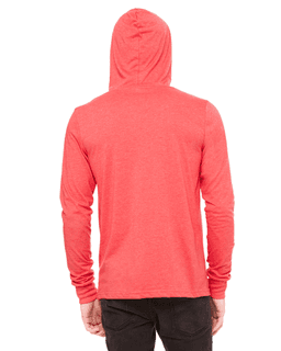 Sample of Canvas 3512 - Unisex Jersey Long-Sleeve Hoodie in HEATHER RED from side back