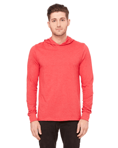 Sample of Canvas 3512 - Unisex Jersey Long-Sleeve Hoodie in HEATHER RED style