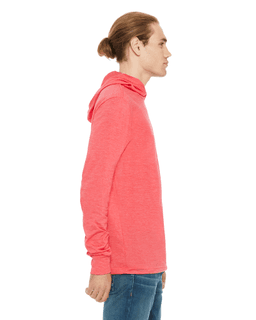 Sample of Canvas 3512 - Unisex Jersey Long-Sleeve Hoodie in HEATHER RED from side sleeveleft