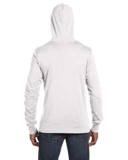 Sample of Canvas 3512 - Unisex Jersey Long-Sleeve Hoodie in WHITE from side back