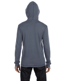 Sample of Canvas 3551 - Men's Thermal Long-Sleeve Henley Hoodie in DEEP HEATHER from side back