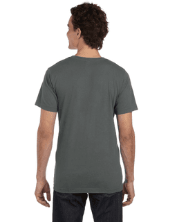 Sample of Canvas 3650 - Unisex Poly-Cotton Short-Sleeve T-Shirt in ASPHALT from side back