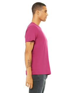 Sample of Canvas 3650 - Unisex Poly-Cotton Short-Sleeve T-Shirt in BERRY from side sleeveleft