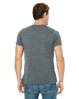 Sample of Canvas 3650 - Unisex Poly-Cotton Short-Sleeve T-Shirt in CHARCOAL MARBLE from side back