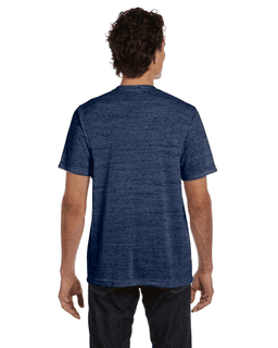 Sample of Canvas 3650 - Unisex Poly-Cotton Short-Sleeve T-Shirt in NAVY MARBLE from side back