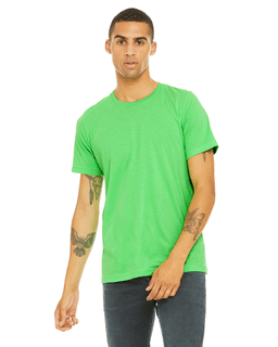 Sample of Canvas 3650 - Unisex Poly-Cotton Short-Sleeve T-Shirt in NEON GREEN from side front