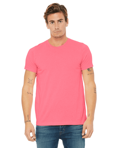 Sample of Canvas 3650 - Unisex Poly-Cotton Short-Sleeve T-Shirt in NEON PINK style