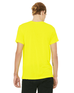 Sample of Canvas 3650 - Unisex Poly-Cotton Short-Sleeve T-Shirt in NEON YELLOW from side back