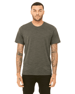 Sample of Canvas 3650 - Unisex Poly-Cotton Short-Sleeve T-Shirt in OLIVE SLUB from side front