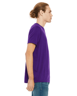 Sample of Canvas 3650 - Unisex Poly-Cotton Short-Sleeve T-Shirt in TEAM PURPLE from side sleeveleft