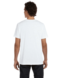 Sample of Canvas 3650 - Unisex Poly-Cotton Short-Sleeve T-Shirt in WHITE from side back