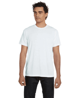 Sample of Canvas 3650 - Unisex Poly-Cotton Short-Sleeve T-Shirt in WHITE from side front