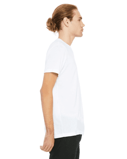 Sample of Canvas 3650 - Unisex Poly-Cotton Short-Sleeve T-Shirt in WHITE from side sleeveleft