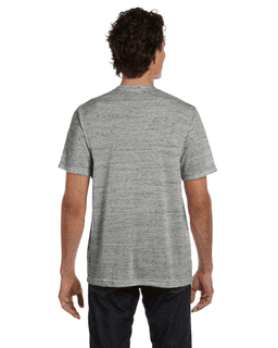 Sample of Canvas 3650 - Unisex Poly-Cotton Short-Sleeve T-Shirt in WHITE MARBLE from side back