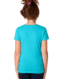 Sample of Next Level 3712 - Youth Princess CVC T-Shirt in BONDI BLUE from side back