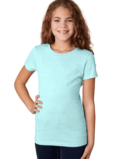 Sample of Next Level 3712 - Youth Princess CVC T-Shirt in ICE BLUE from side front