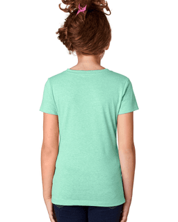 Sample of Next Level 3712 - Youth Princess CVC T-Shirt in MINT from side back