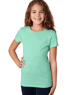 Sample of Next Level 3712 - Youth Princess CVC T-Shirt in MINT from side front