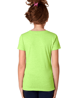 Sample of Next Level 3712 - Youth Princess CVC T-Shirt in NEON GREEN from side back