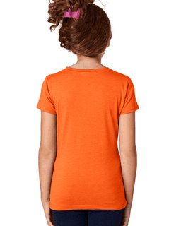 Sample of Next Level 3712 - Youth Princess CVC T-Shirt in ORANGE from side back