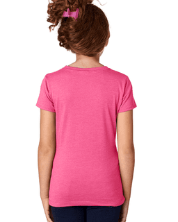 Sample of Next Level 3712 - Youth Princess CVC T-Shirt in RASPBERRY from side back