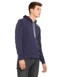 Sample of Bella+Canvas 3719 - Unisex Sponge Fleece Pullover Hoodie in NAVY from side sleeveleft