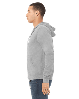 Sample of Unisex Poly-Cotton Sponge Fleece Full-Zip Hooded Sweatshirt in ATHLETIC HEATHER from side sleeveright