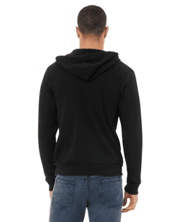 Sample of Unisex Poly-Cotton Sponge Fleece Full-Zip Hooded Sweatshirt in BLACK from side back