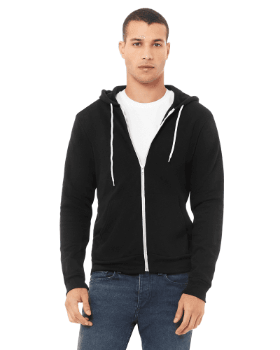 Sample of Unisex Poly-Cotton Sponge Fleece Full-Zip Hooded Sweatshirt in BLACK style