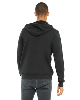 Sample of Unisex Poly-Cotton Sponge Fleece Full-Zip Hooded Sweatshirt in DARK GREY from side back