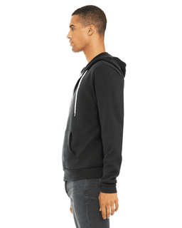 Sample of Unisex Poly-Cotton Sponge Fleece Full-Zip Hooded Sweatshirt in DARK GREY from side sleeveright