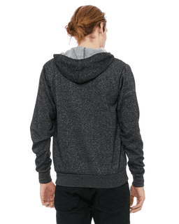 Sample of Unisex Poly-Cotton Sponge Fleece Full-Zip Hooded Sweatshirt in DIGITAL BLACK from side back