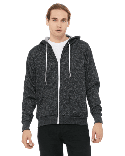 Sample of Unisex Poly-Cotton Sponge Fleece Full-Zip Hooded Sweatshirt in DIGITAL BLACK style