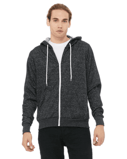 Sample of Unisex Poly-Cotton Sponge Fleece Full-Zip Hooded Sweatshirt in DIGITAL BLACK from side front