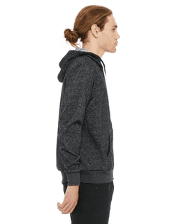 Sample of Unisex Poly-Cotton Sponge Fleece Full-Zip Hooded Sweatshirt in DIGITAL BLACK from side sleeveleft