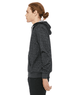 Sample of Unisex Poly-Cotton Sponge Fleece Full-Zip Hooded Sweatshirt in DIGITAL BLACK from side sleeveright