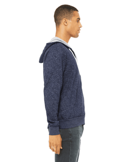 Sample of Unisex Poly-Cotton Sponge Fleece Full-Zip Hooded Sweatshirt in DIGITAL BLUE from side sleeveleft